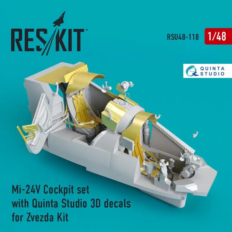 Betaalbaar Mil Mi-24V/VP Cockpit-set met Quinta Studio 3D-emblemen (ontworpen voor gebruik met Zvezda-kits)