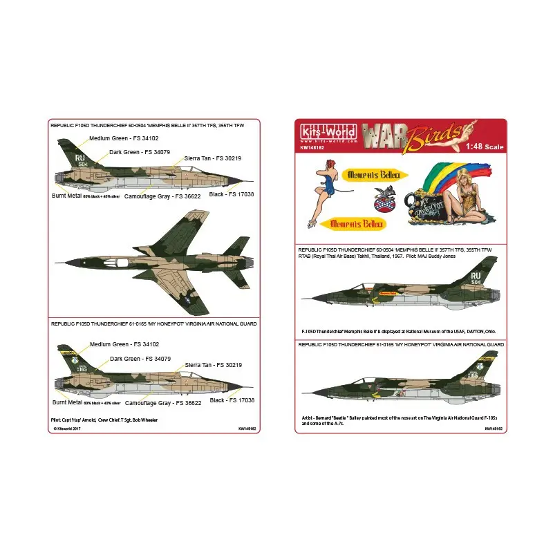 Sticker REPUBLIEK F105D THUNDERCHIEF 60-0504 'MEMPHIS BELLE II' 357TH TFS, 355TH TFW RTAB (Royal Thai Air Base) Koop Vandaag