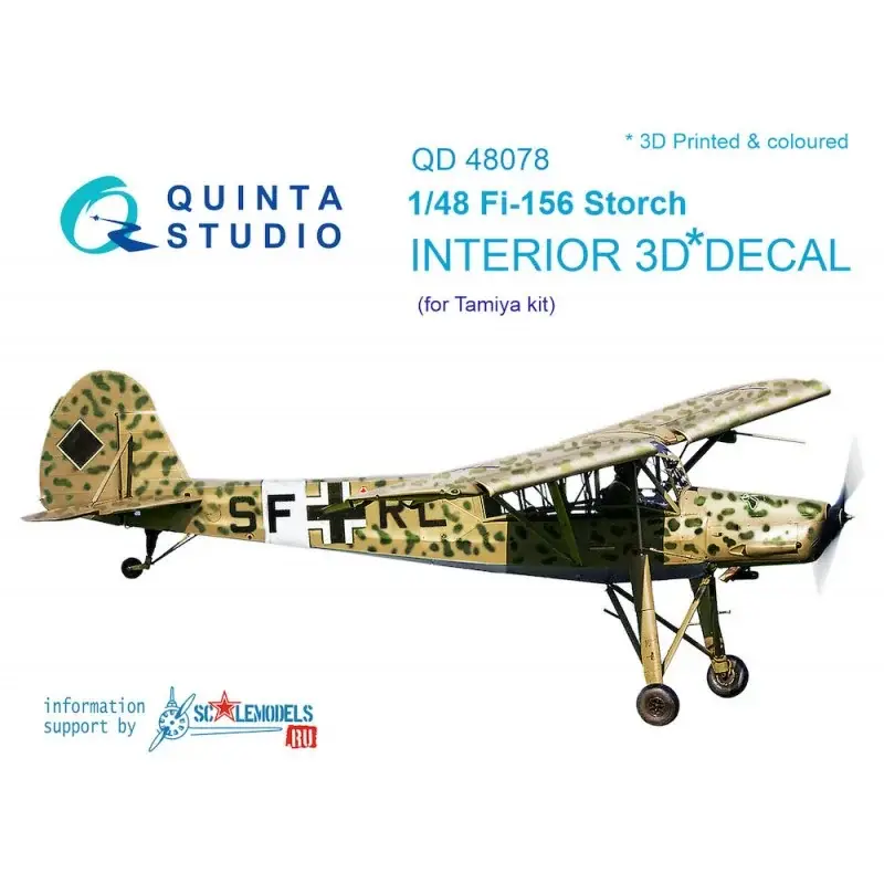 Betaalbaar Sticker Fieseler Fi-156C 'Storch' 3D-geprint en gekleurd interieur op decalpapier (ontworpen voor gebruik met Tamiya-kits)