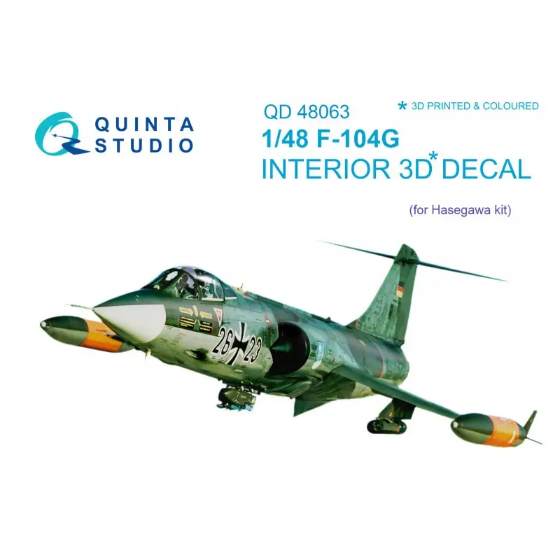 Sticker Lockheed F-104G Starfighter 3D-geprint en gekleurd interieur op decalpapier (ontworpen om te gebruiken met Hasegawa-kits Korting