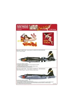 Sticker Martin B-26 Marauder 'Slow Starter' 42-96099 4T-L 585 BS/394 BG - B-26B 'Victory Read' 42-96026 K5-B 584 BS/394 BG Aanbieding
