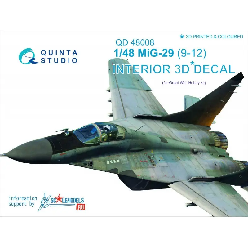 Sticker Mikoyan MiG-29 (9-12) 3D-geprint en gekleurd interieur op decalpapier (ontworpen om te gebruiken met Great Wall Hobby-ki Actieprijs