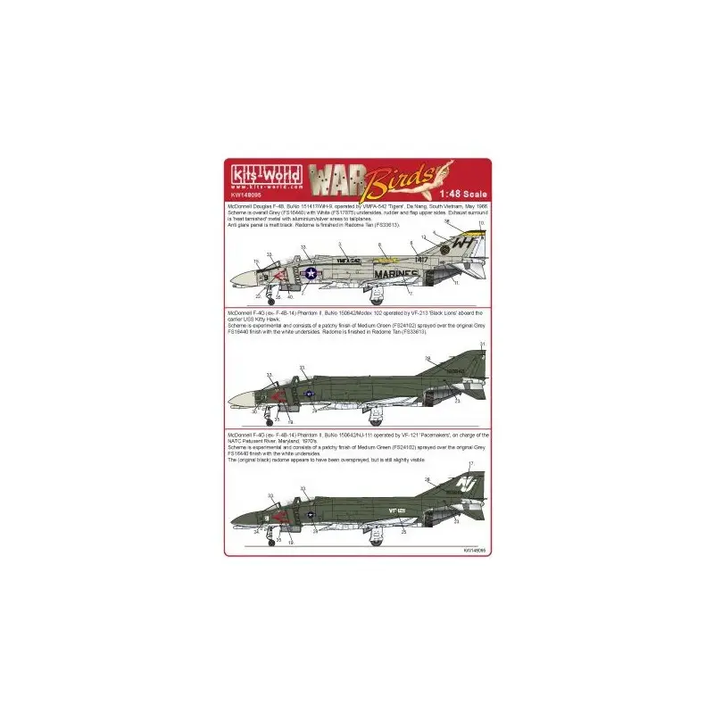 Sticker McDonnell F-4B Phantom VF-121 McDonnell F-4G (ex-F-4B-14) Phantom II, BuNo 150642/NJ-111 bediend door VF-121 'Pacemakers Beperkt Aanbod