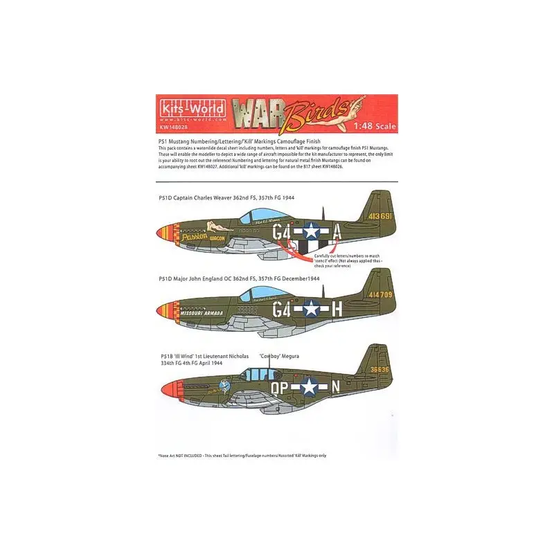 Koopje Sticker Noord-Amerikaanse P-51B/Noord-Amerikaanse P-51D Mustang Algemene markeringen - ID-nummers en belettering van vliegtuigen