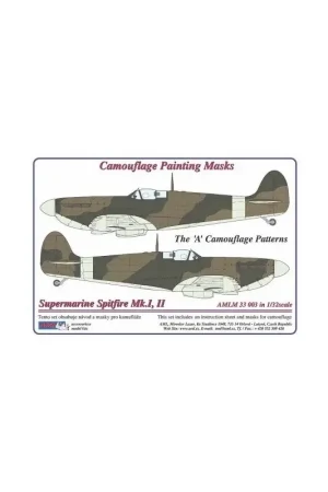 Supermarine Spitfire Mk.I, Mk.II Het 'A' camouflagepatroon verfmasker (ontworpen voor gebruik met Hasegawa en Revell kits) Voordeelprijs