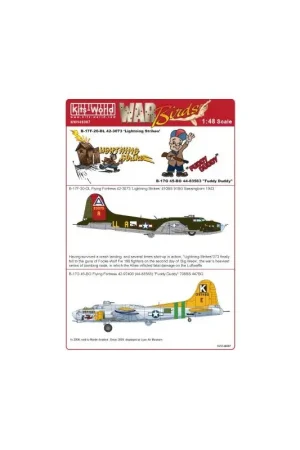 Gratis Retour Sticker Boeing B-17F-20-DL Flying Fortress 42-3073 'Lightning Strikes' 410BS 91BG - B-17G-45-BO 42-97400 (44-83563) 'Fuddy Duddy