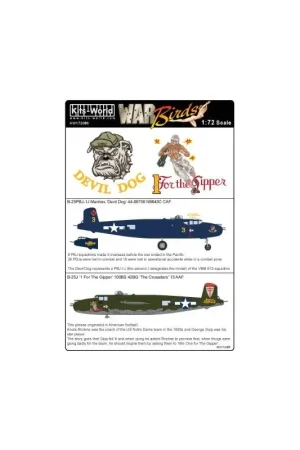 Sticker Noord-Amerikaanse B-25J Mitchell 43-28012 '1 For the Gipper' 100BS 42BG 13AF, Mitchell B-25-PBJ-1J 'Devil Dog' Marines 4 Bestseller