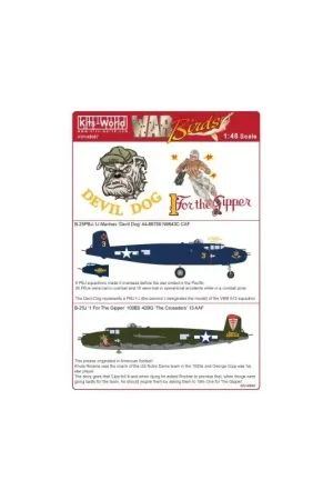 Exclusieve Aanbieding Sticker Noord-Amerikaanse B-25J Mitchell 43-28012 '1 For the Gipper' 100BS 42BG 13AF, Mitchell B-25-PBJ-1J 'Devil Dog' Marines 4