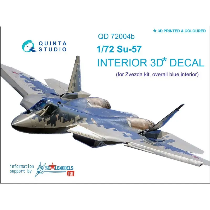 Bestel Nu Sticker Sukhoi Su-57 Frazor (Felon) 3D-geprint en gekleurd interieur op decalpapier (ontworpen voor gebruik met Zvezda ZVE7319-k