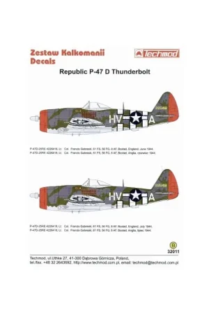 Sticker Opnieuw uitgebracht en bijgewerkt! Republic P-47D Thunderbolt 'Bubbletop' (2) 2 versies van 226418 HV-A 61 FS/56 FG Col Populair