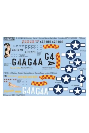 Sticker Noord-Amerikaanse P-51D-20NA Mustang Kapitein Charles Weaver 'Passion Wagon' 357 FG Vroege P51D-5-N Mustang Kapitein Cha Must-Have
