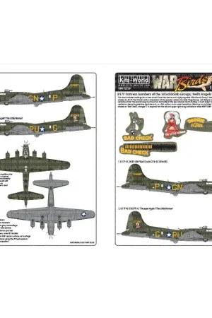 Sticker Boeing B-17F Flying Fortress 41-24587 GN-P Slechte cheque 427th BS 303rd BG.B-17F 42-5393 PU-G Thumper Again/The Little Alleen Vandaag