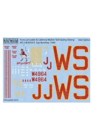 Gecertificeerd Sticker Avro Lancaster BI/III Johnny Walker 'Still Going Strong' WS-J W4954 9 Sqn Bardney 1944 (ontworpen voor gebruik met Hong
