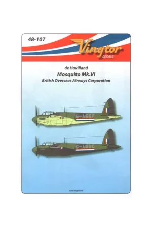 Sticker de Havilland Mosquito Mk.VI British Overseas Airways Corporation. Bovenoppervlakken Ex Dark Sea Grey/Dk Slate Grey. Onde Voordeelprijs