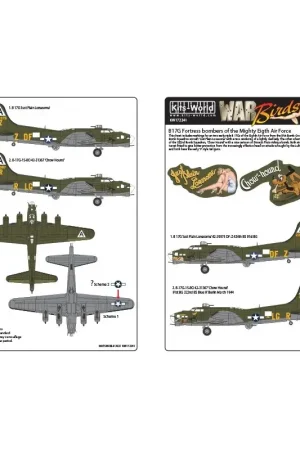 Sticker Boeing B-17Gs Flying Fortress van de 91e BG. B-17G Just Plain Lonesome 42-39975 DF-Z 424th BS 91st BG.B-17G-15-BO 42-313 Hete Deal