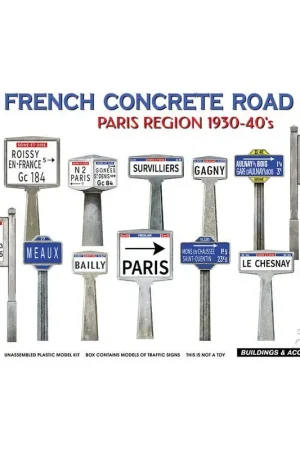 Franse betonnen verkeersborden 1930-40's. Regio Parijs Direct Beschikbaar