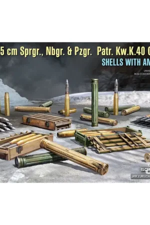 7,5 cm Sprgr., Nbgr. & Pzgr. Patr. Kw.K.40 (Stu.K.40) Schelpen met munitiekisten Tijdelijk Beschikbaar