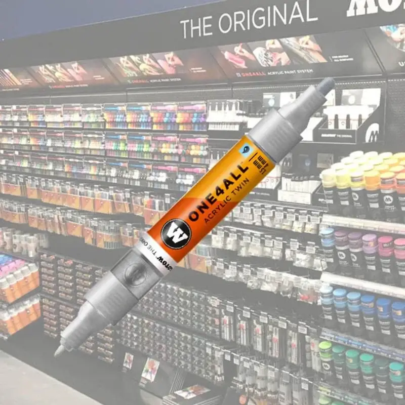 Uitverkoop Molotow Acryl Marker One4All Twin 1,5 / 4mm 227 Metallic Zilver / Argent Metaal