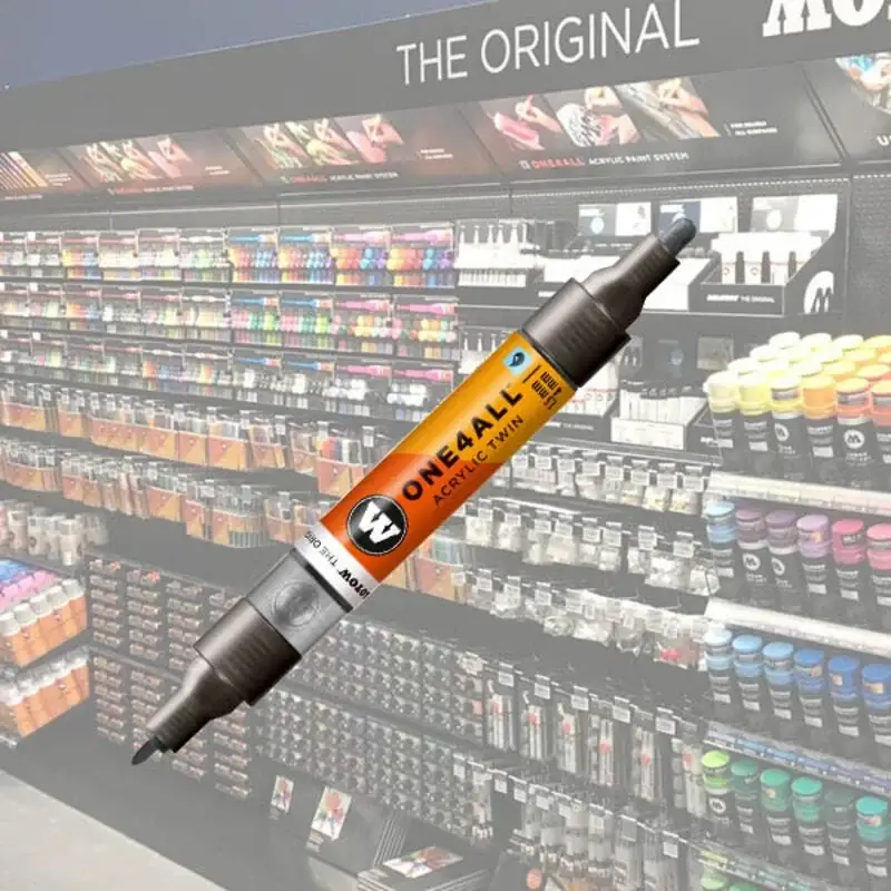 Beste Prijs Molotow Acryl Marker One4All Twin 1,5 / 4mm 223 Metallic Zwart / Noir Metal