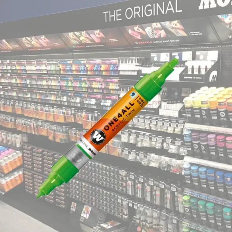 Molotow Acryl Marker One4All Twin 1,5 / 4mm 219 Neon Groen / Vert Fluorescerend Beperkte Voorraad