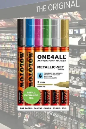 Speciale Aanbieding Molotow Acryl Marker One4All 2mm Portemonnee Metallic Set 6 stuks