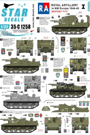Royal Artillery 1. Britse RA in NW Europa 1944-45. Sexton II 25 ponder. Decal Speciale Aanbieding