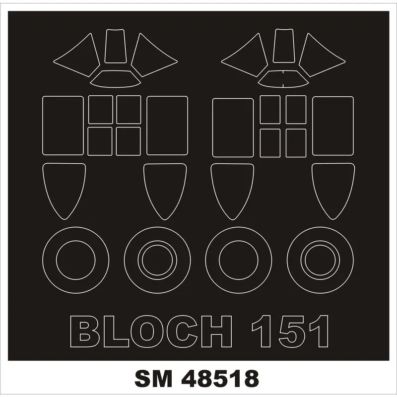 Marcel-Bloch MB.151С.1 2 luifelmaskers (buiten en binnen) (ontworpen voor gebruik met Dora Wings-kits) Meest Verkocht