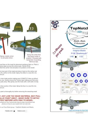 Beperkte Voorraad Lockheed P-38 "Sharks Mouth" (ontworpen voor gebruik met Revell en Trumpeter kits)