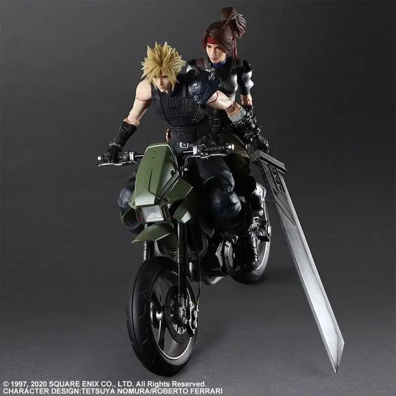 Beste Prijs Final Fantasy VII Remake Play Arts Kai-figuren en voertuig Jessie, Cloud & Bike Action figure