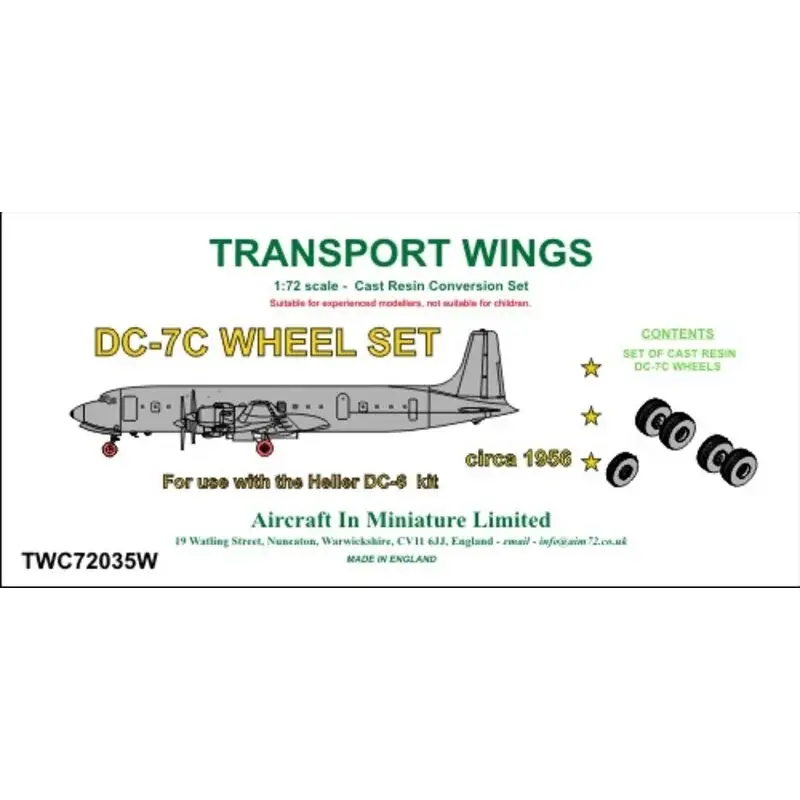 Bestel Nu DC-7C wielset (ontworpen om te worden gebruikt met Heller Douglas DC-6 kits en Transport Wings DC-7 ombouwset)