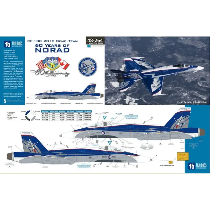 Sticker CF-188 60 jaar NORAD Demo Hornet.Op 3 april 201, het 4e Wing Col Lake, onthulde Alberta het 60-jarig jubileum van NORAD Laatste Versie