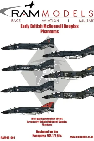 Gereduceerde Prijs Sticker Vroege Britse McDonnell-Douglas Phantoms"FG.1 XT595 gevlogen door Chief Test Pilot Joe Dobronski, juni 1966" FG.1 XT