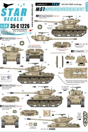 Bestseller Israëlische AFV's 9. M51 Super Sherman.1967 Zesdaagse oorlogsmarkeringen.Gemengde rompen - M4A1- en M4A3-rompen.