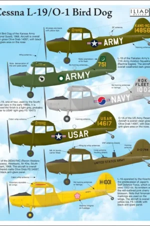 Must-Have Sticker Cessna L-19 / 0-1 Birdog O-1A Bird Dog van de Kansas Guard National Guard, 1968 L-19 van het 11e Army Aviation Squadro