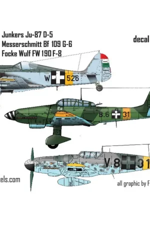 Sticker Hongaarse luchtmacht Junkers Ju87D-5, Messerschmitt Bf019G-6, Focke-Wulf Fw-190F-8 Bestseller