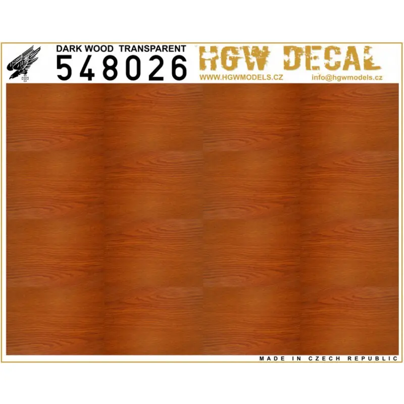 Sticker Donker hout - transparant |geen rooster |vel: A5-stickers 1/48 Dit type is transparant, dus het is mogelijk om door de Dagaanbieding