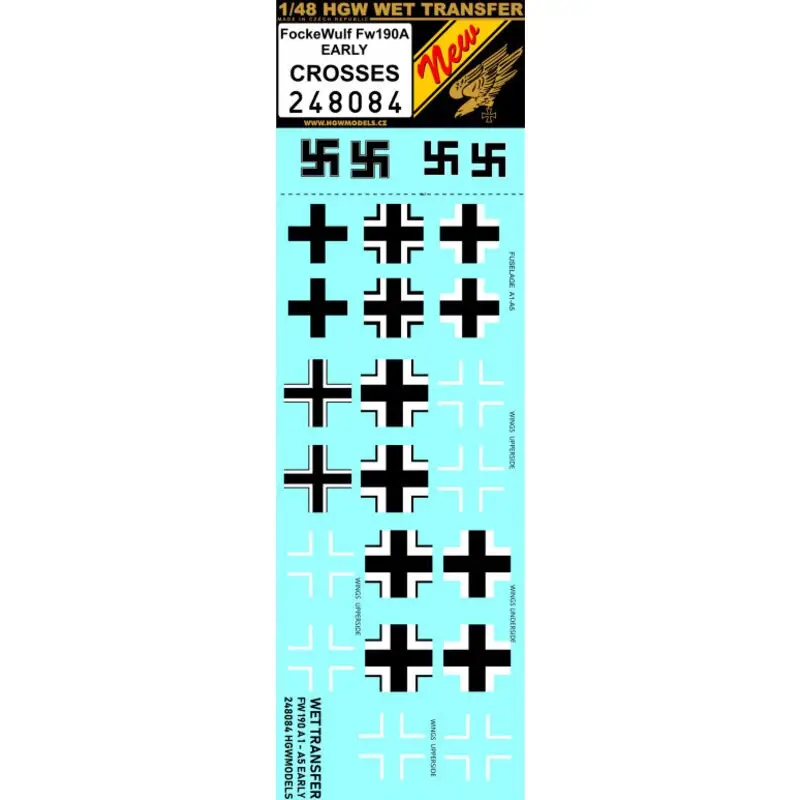 Sticker Focke-Wulf Fw-190A VROEG - Kruisen Decal Nieuw
