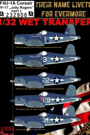 Sticker Vought F4U-1A Corsair VF-17 "Jolly Rogers" - Deel 2 Decal Koop Vandaag