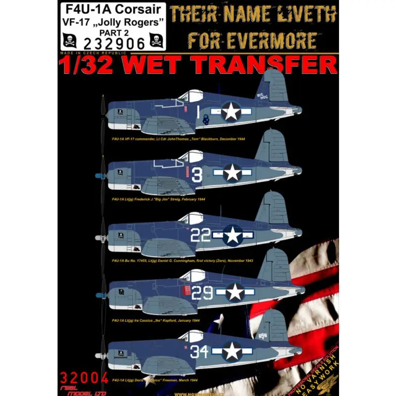 Sticker Vought F4U-1A Corsair VF-17 "Jolly Rogers" - Deel 2 Decal Koop Vandaag