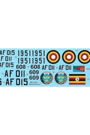 Sticker African Air Forces Sukhois: Sukhoi Su-27 608 & Su-27UB 609 Eritrea;Su-27 1951 Ethiopië;Su-30MK2 AF 011 & AF 015 Oegand Shop Nu