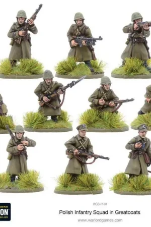 Poolse infanterie ploeg in greatcoats Figuur spellet Snelle Levering