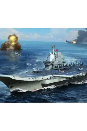 Beperkte Voorraad PLA Navy Type 002 Vliegdekschip L: 431 mm, B: 122 mm, flight deck inclusief J-15 x 20, Z-8 x 2. Totale onderdelen 350+