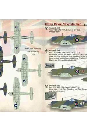 Koop Online Sticker Britse Royal Navy Corsair1.Corsair F.Mk.I.Eenheid: 1855 NAS, FAA.Serie: 5F (JT150) oktober 1943.2.Corsair F.Mk.I.Eenh