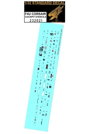 Laatste Versie Sticker F4U Cockpitstencils STANDAARD DECAL (GEEN NATTE TRANSFER)