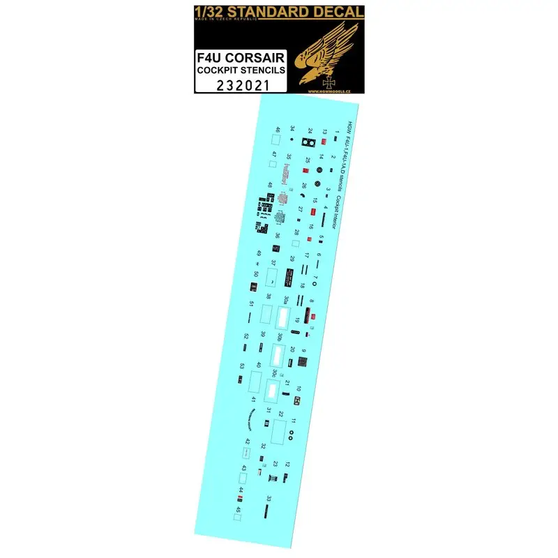 Laatste Versie Sticker F4U Cockpitstencils STANDAARD DECAL (GEEN NATTE TRANSFER)