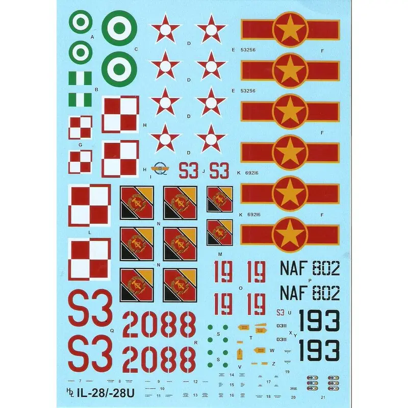 Favoriet Sticker Ilyushin Il-28 RT / U Beagle / Mascot (5) - rood 2088, 929th Bomber-bataljon, Noord-Vietnamese luchtmacht, in groen / al
