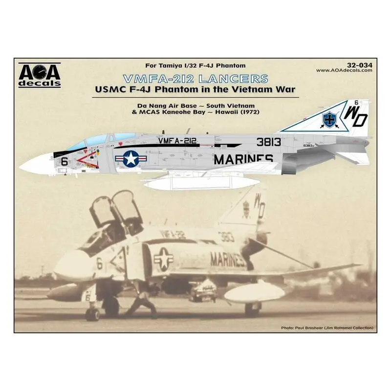 Op = Op Sticker VMFA-212 lanciers - USMC McDonnell F-4J Phantom in de oorlog in Vietnam.Dit gelimiteerde 1/32 stickervel heeft betrekki