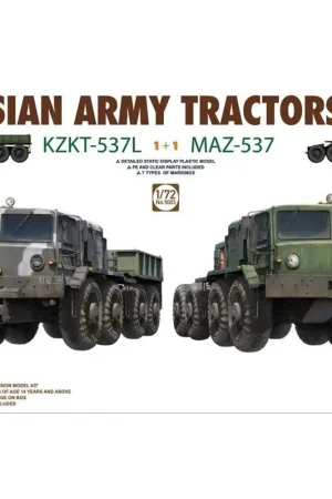 Direct Verzonden Russische legertractoren KZKT-537L & MAZ-537 1 + 1 Schaalmodel
