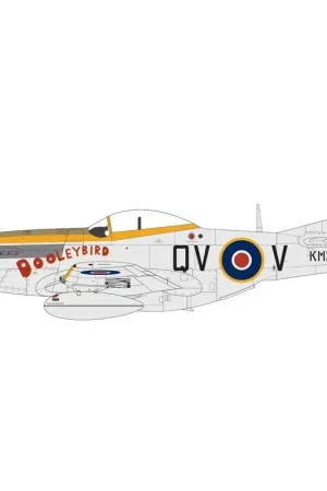 Noord-Amerikaanse Mustang Mk.IVScheme 1: KM272 'Dooleybird' 19 Squadron RAF 1945Schema 2: KH676 / CV-A Flg Off AF-baan, 3 squadr Speciale Aanbieding