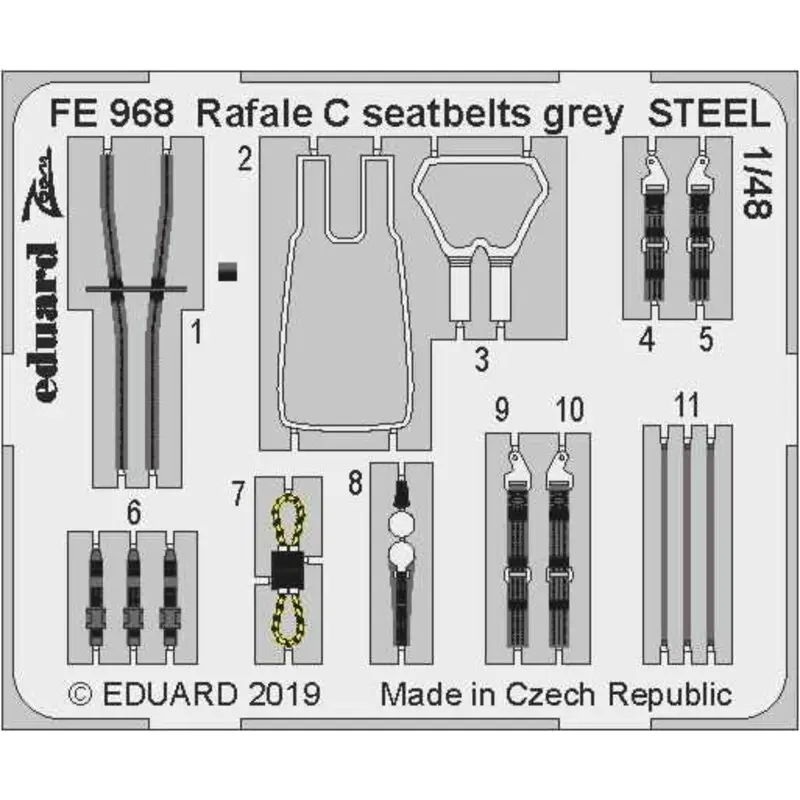 Renault Rafale C veiligheidsgordels grijs STAAL (ontworpen voor gebruik met Revell kits) Snelle Levering
